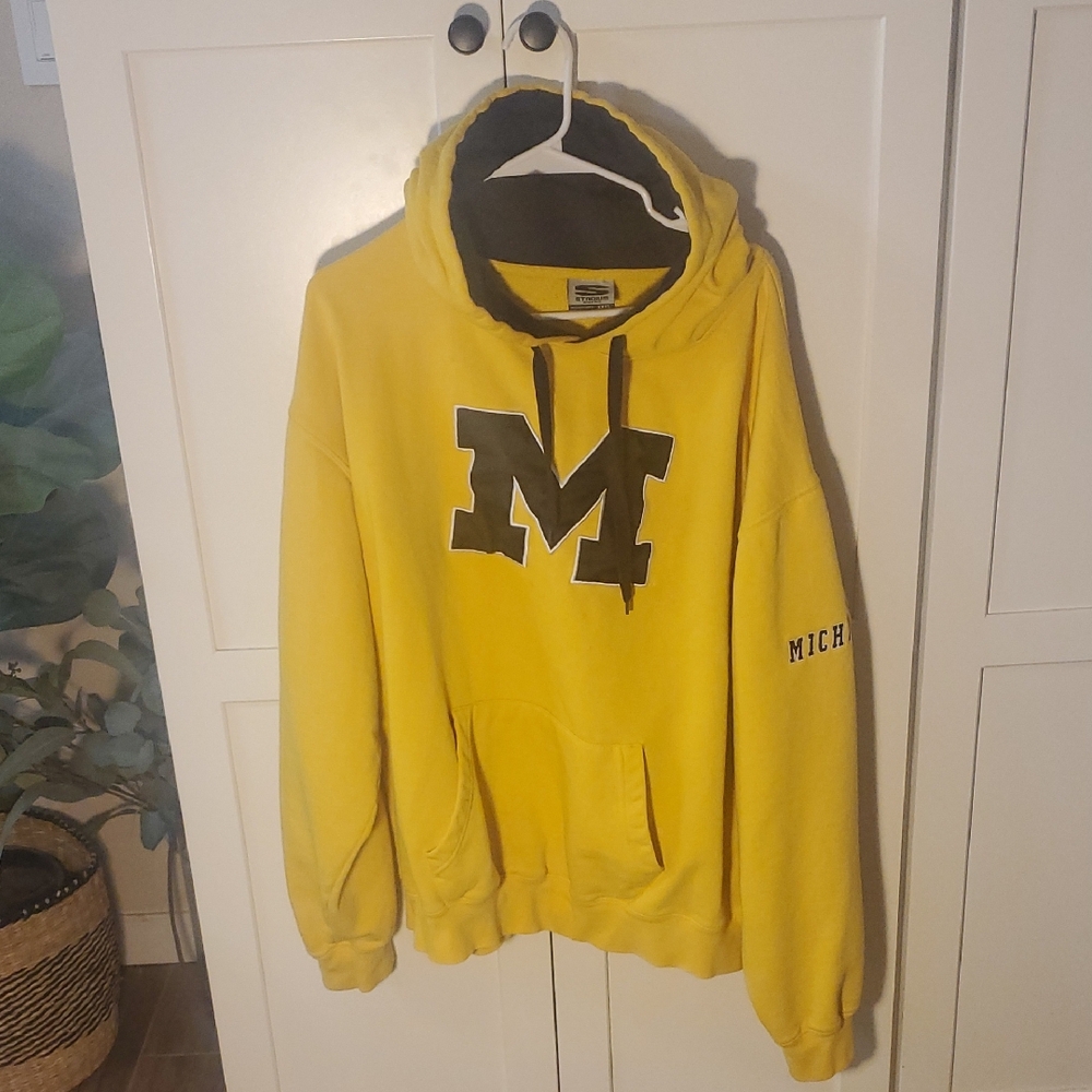 Stadium Athletics Yellow Hoodie with Black M Logo